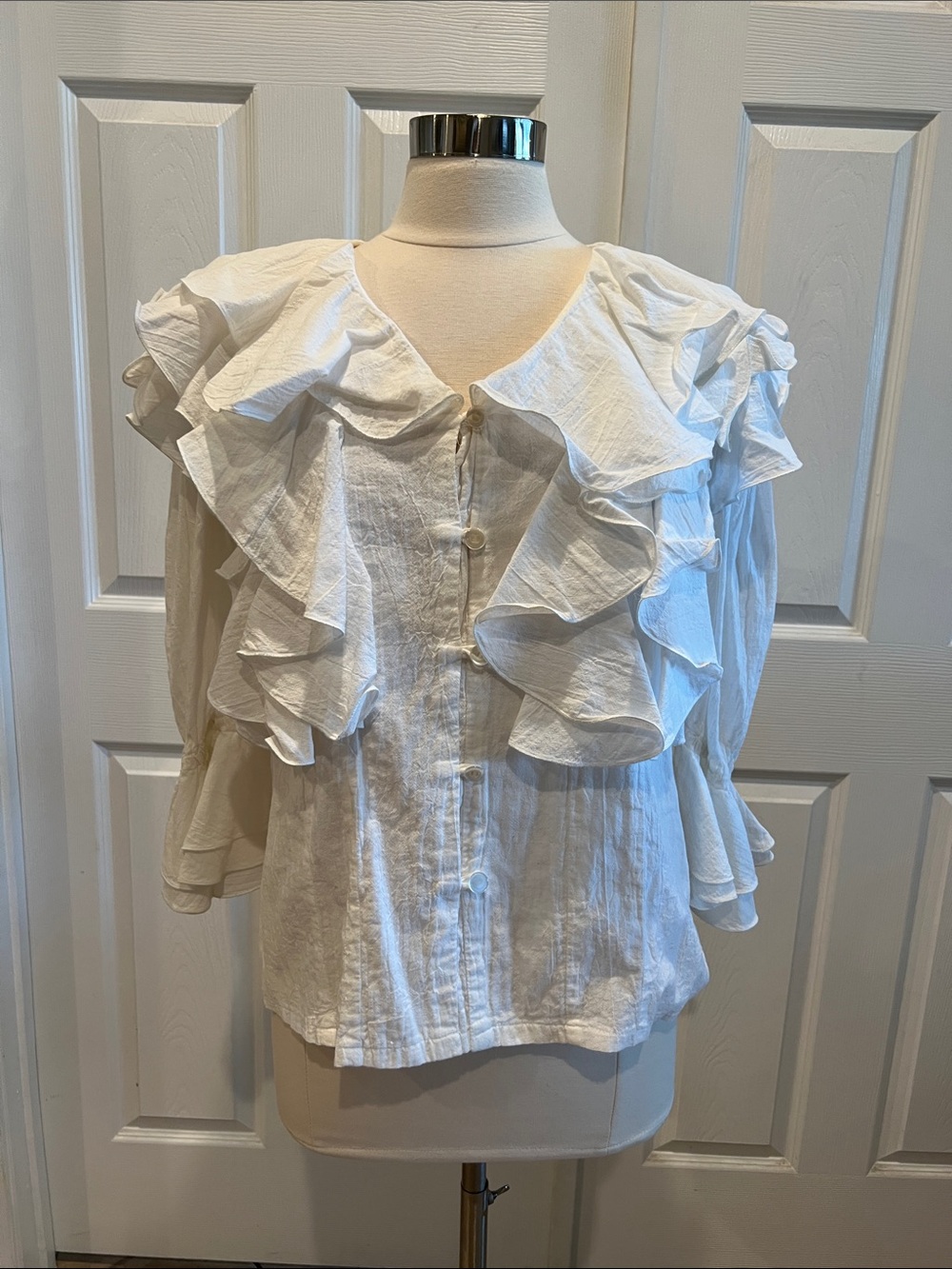 Vintage Super Ruffled Button Down Blouse